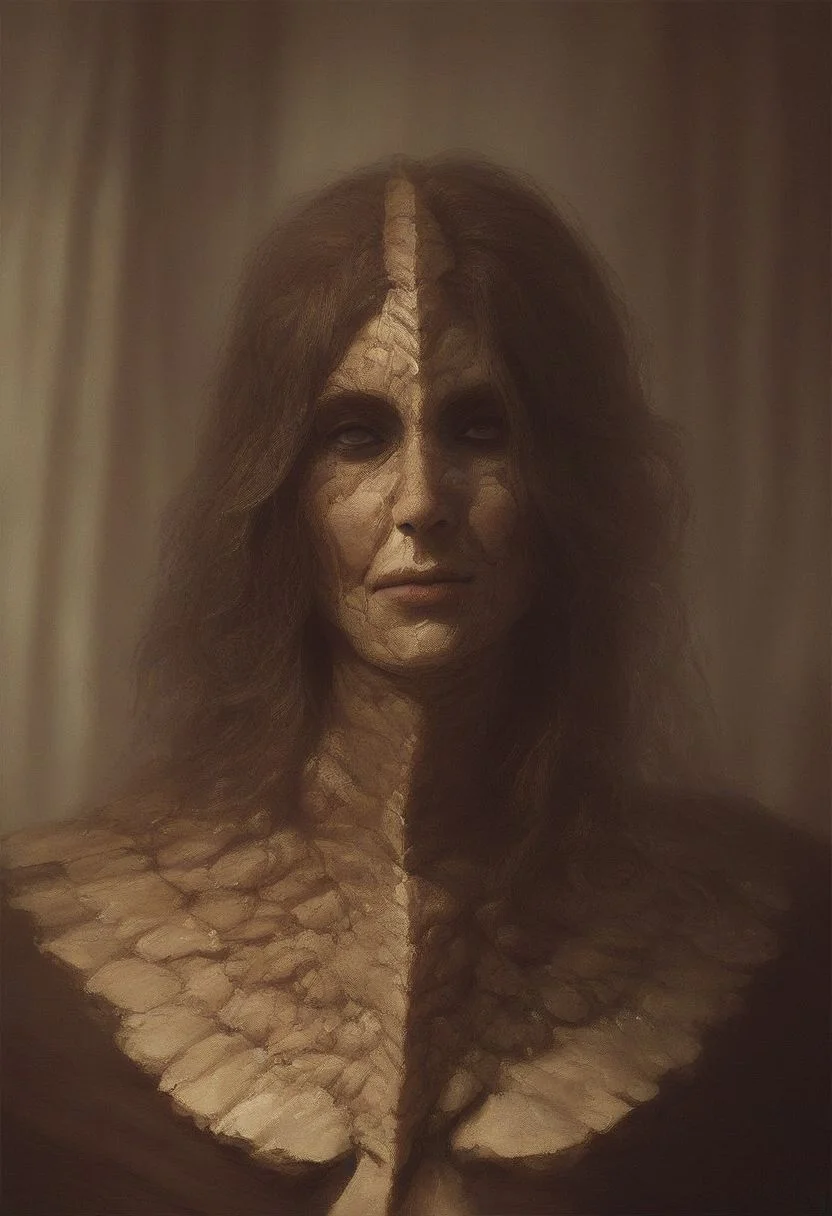 score_9, score_8_up, score_7_up, score_6_up, realism, realistic, Visitor no eyes gouged, Flesh serpent with appendages, exposed eyes and brain