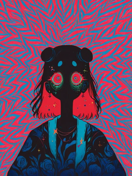 score_9, score_8_up, score_7_up, score_6_up, score_5_up, score_4_up, <lora:f3nn3rXLP:0.9> f3nn3r, 1girl, colourful, pink, blue, black, red, trippy