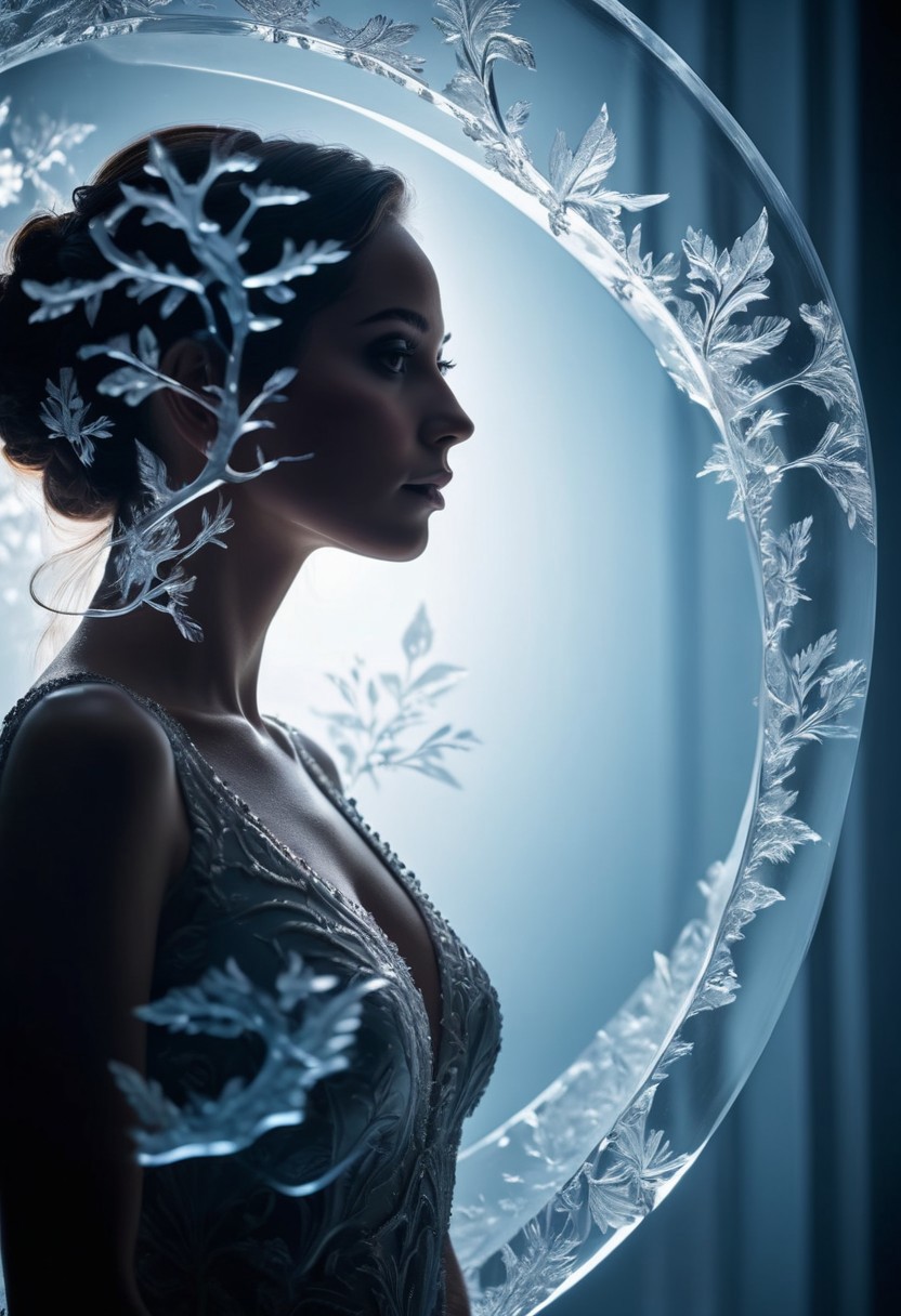 Cold Lighting, Well-visualised, opulent, Silhouette, double exposure, masterpiece, positive emotions, sharp focus, beautiful elegant, Depth of field 100mm, stunningly beautiful background,