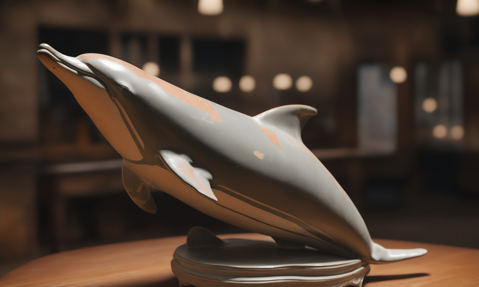 <lora:paintedpotterycd_xl-000004:0.8>,a statue of a dolphin made of (paintedpotterycd_xl,painted pottery:1.3)  in office scene,miniature,tilt-shift,full body,indoors,chinese zodiac,wooden table,cutie,cute,still life,animal statue,front view,facing viewer,looking at viewer,fine art,(Unbelievable Digital Artwork:1.3),CGSociety,ArtStation,master works, 8K, HDR, UHD, masterpiece, best quality, highly detailed, high resolution, finely detail, extremely detailed, ultra detailed, wallpaper