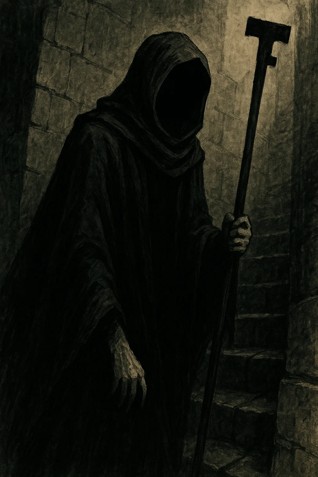 
image with fitting style, theme: "Void stranger" no text, cinematic off-angle