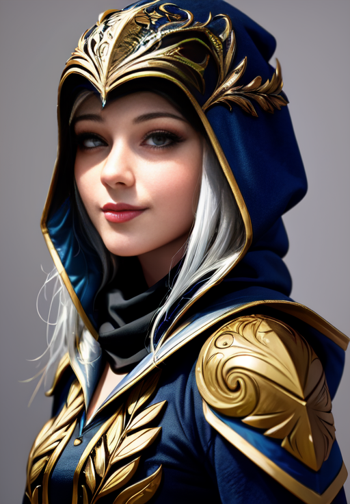 sfw, <lora:ashe:0.8>, ashe, 1girl, solo, smirk, portrait,, (masterpiece, best quality, absurdres, detailed, ultra-detailed:1.3), charming