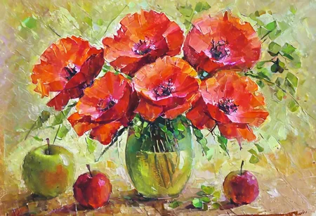bouquet of poppies in apples