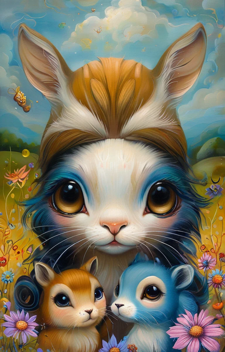 masterpiece,best quality,<lora:tbh158-sdxl:1>,illustration,style of Jeremiah Ketner, animals