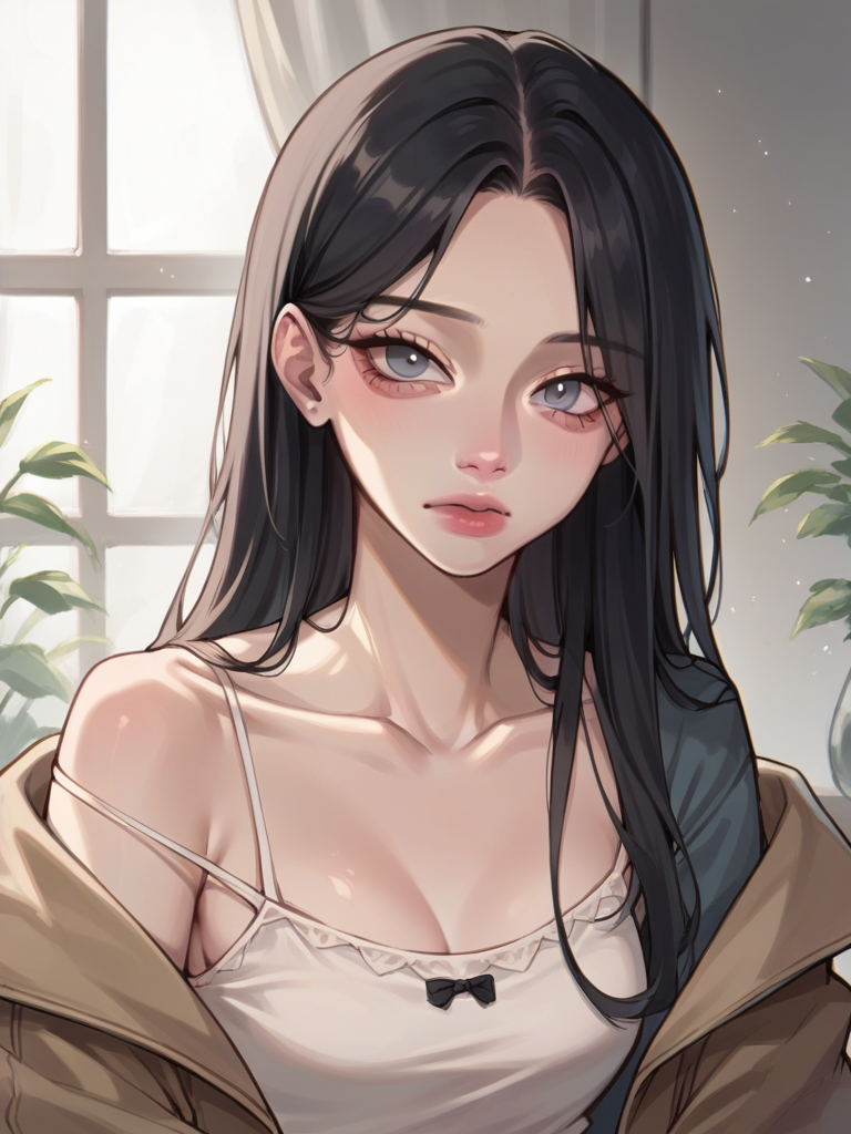 score_9, score_8_up, score_7_up, score_6_up, source_anime, BREAK
<lora:jelly_v0.5-pony:1.0> 
1girl, black hair, long hair, grey eyes, collarbone,