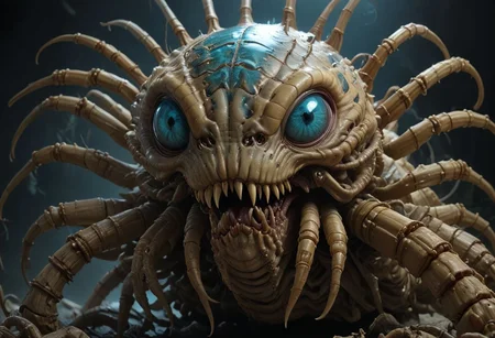 cinematic, facehugger chonkasaurus, scifi, slimey, raytracing, HD, 4k, floating energy, night, dark, blue eyes, (energy effects:1.3), <lora:chonkasaurus-000003:1>, <lora:add-detail-xl:2>