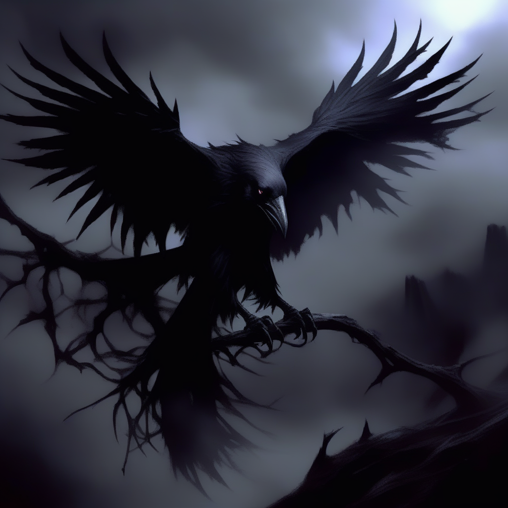 wyrmterro demonic raven, darkness<lora:wyrmterro:0.8>