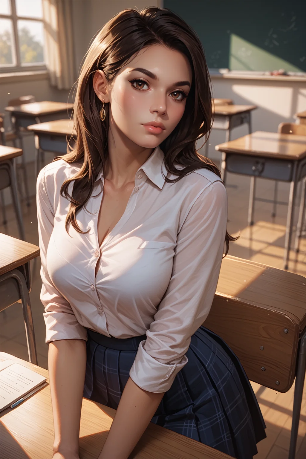 score_9, score_8_up, score_7_up, score_6_up
<lora:MEAshley:0.8>
MEAshley, 1girl, brown hair, brown eyes, long hair, looking at viewer, in classroom, school uniform, leaning against desk