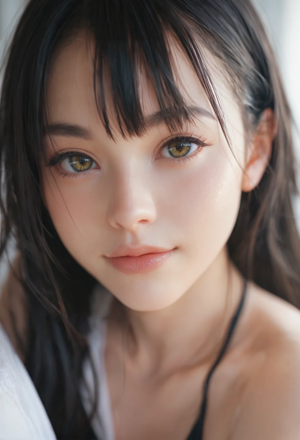 Close-up details, realistic style photo Japanese young woman, black hair, long hair, outstanding style, tall, cute, in her teens. Use soft lighting to cast gentle shadows on the subject, adding a touch of dimension to your images without compromising details, score_9, score_8_up, score_7_up