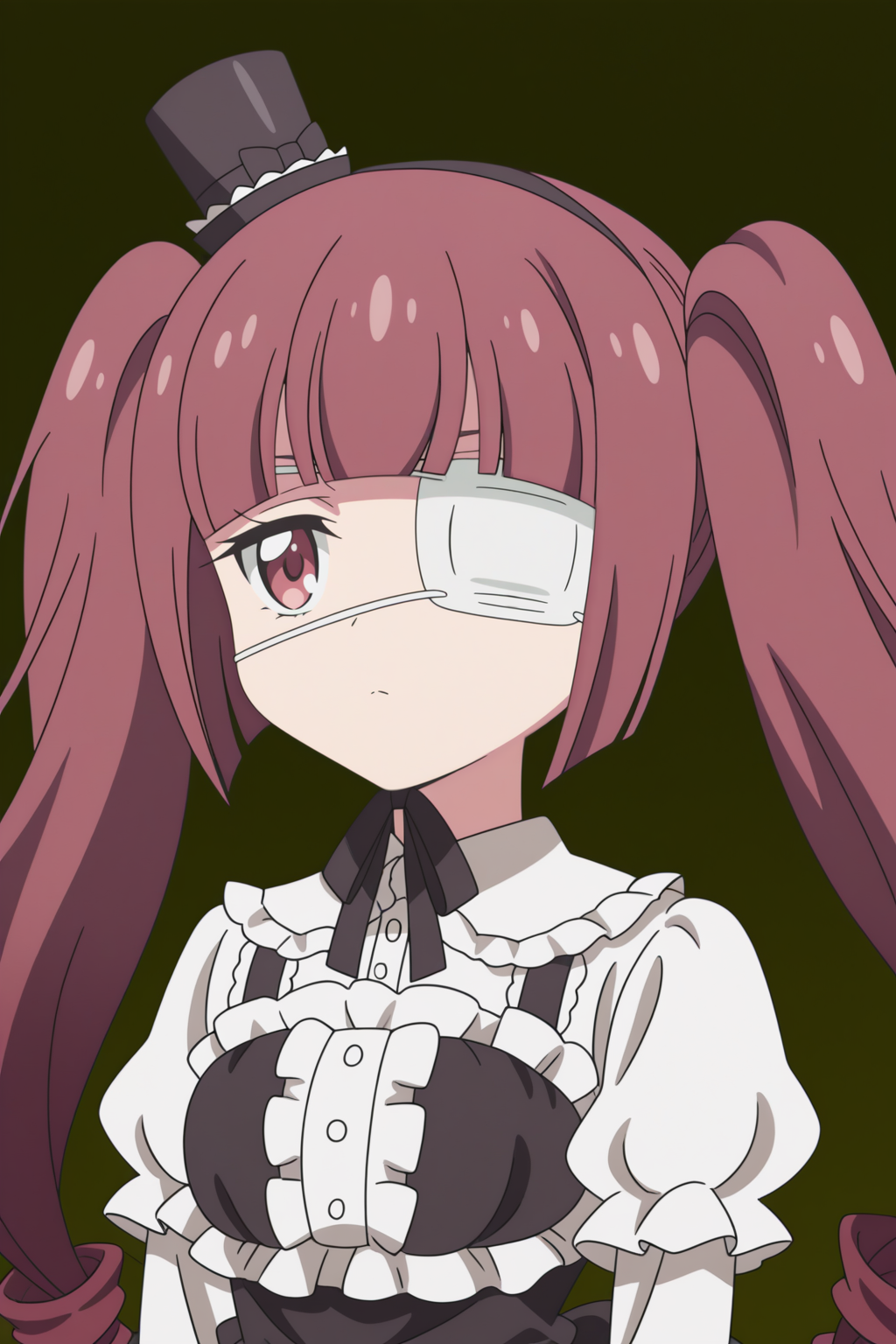 anime coloring, masterpiece, newest, Yurine Hanazono, medical_eyepatch, upper body <lora:Jashin-chan_Dropkick_-_Yurine_Hanazono_-_illustrious:0.8>