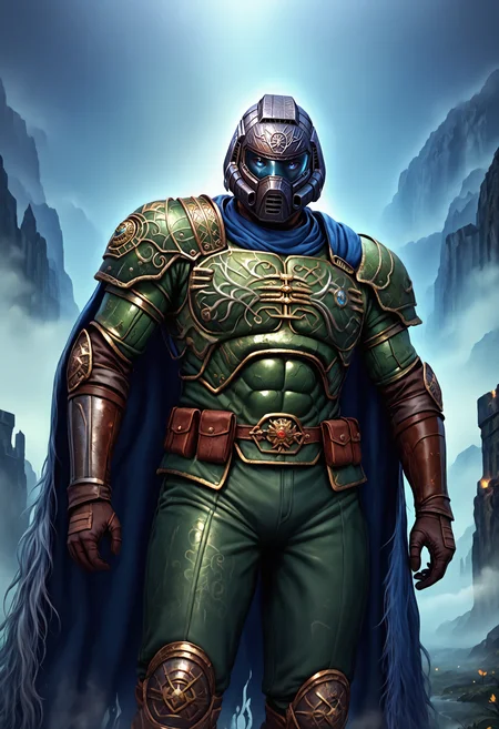 <lora:Elden-RingPonyStyle:1>, armor eldenring, <lora:doomguy-v1_pdxl:0.8>, doomguy, 1boy, golden armor, golden rune, score_9, OverallDetailXL