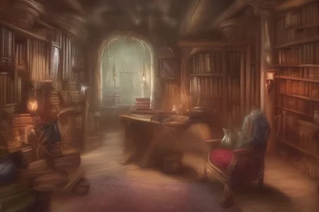 a fantasy bedroom that is also the owner's personal library with books everywhere
FanStu