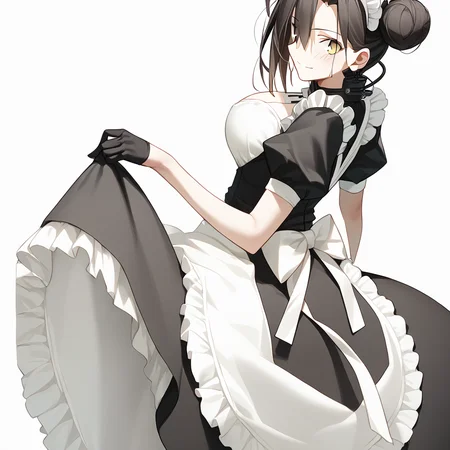 <lora:Takeuchi_Takashi_PonyXL_style_v01:1>
<lora:agent.pony:1>
score_9 , score_8_up , score_7_up , source_anime , 
masterpiece , best quality , ultra-detailed , 
BREAK
agent \(girls' frontline\), maid
1girl , woman , huge breasts , light smile , light blush , ((medusa (fate)):0.5)  , 
long black hair  , maid dress ,  
looking back