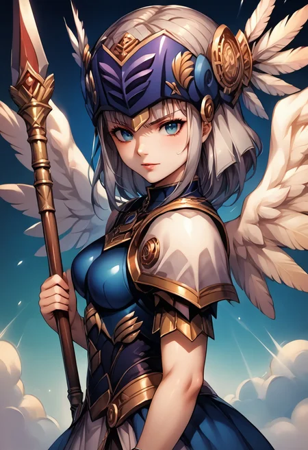 score_9, score_8_up, score_7_up, detailed, intricate details, chromatic aberration, realistic, veins source_anime, kuroinukaguya, , (best quality) , (highly detailed) ,((masterpiece)), ((best quality)), (ultra-detailed), ((extremely detailed)), (high resolution), 4K, (8K), best quality, (beautiful), (dynamic lighting), (super detailed skin), sharp focus, (1_girl, solo focus), score_9,score_8_up,score_7_up,anime coloring BREAK source_anime,anime, <lora:pony_xl_Lenneth:0.9>,Lenneth,score_9,score_8_up,score_7_up,source_anime,1girl,solo,valkyrie,winged helmet,blue armor,shoulder armor,pauldrons,long_skirt,feathers,angel wings,holding weapon,polearm,spear,night,night_sky,cowboy_shot,from_side,looking_down,aerial,fighting,v-shaped eyebrows,
Face Focus, Upper Body detailed eyes、detailed face and detailed skin <lora:add-detail-xl:1.0>