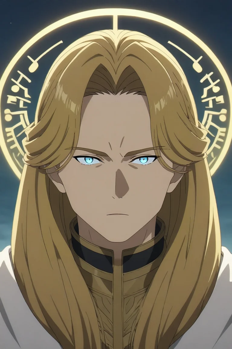 score_9, score_8_up, score_7_up, source_anime, rating_safe, , anime screencap, , official style, looking at viewer, , , 1boy, male focus, jade eyes, dark blonde hair,, solo, Magus, (Laminate,Obsidian stone Brownian motion,Diffusion,Turbulence,Vertical lines,Intersecting liness,Glowing,solar eclipse,Timelessness,Plasma,Square magic:1.0) Cryokinesis (mind over ice and cold), <lora:sousou_no_frieren_style_pony:0.8>, sousou_no_frieren_style, <lora:sdxl_lightning_8step_lora:1>