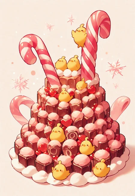 masterpiece, best quality, newest, very aesthetic, absurdres, CHRC4ND7, no human, bird made out of candy, chibi, cute