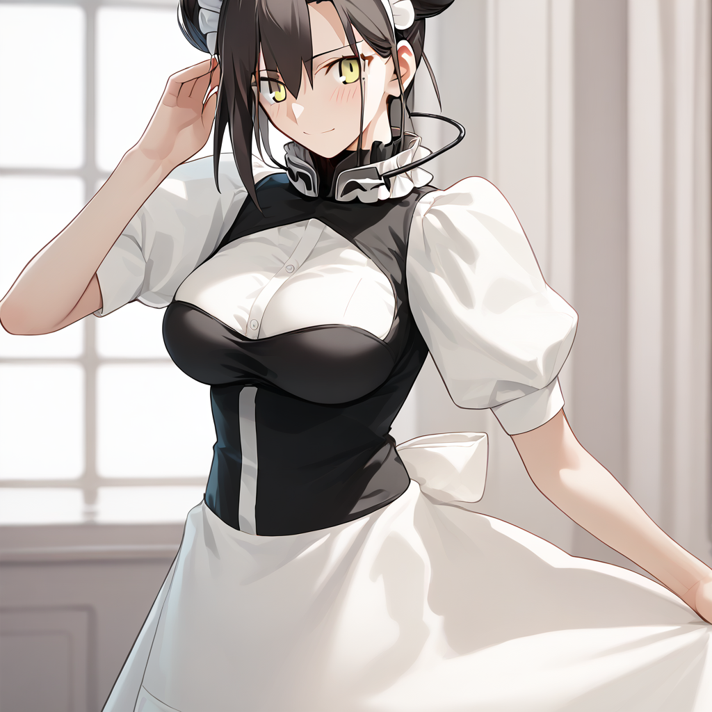 <lora:Takeuchi_Takashi_PonyXL_style_v01:1>
<lora:agent.pony:1>
score_9 , score_8_up , score_7_up , source_anime , 
masterpiece , best quality , ultra-detailed , 
BREAK
agent \(girls' frontline\), maid
1girl , woman , huge breasts , light smile , light blush , ((jeanne d'arc (fate)):0.5)  , 
long black hair  , maid dress ,  
hidden hand