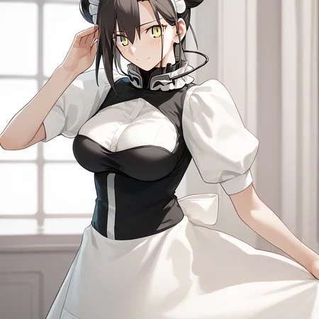 <lora:Takeuchi_Takashi_PonyXL_style_v01:1>
<lora:agent.pony:1>
score_9 , score_8_up , score_7_up , source_anime , 
masterpiece , best quality , ultra-detailed , 
BREAK
agent \(girls' frontline\), maid
1girl , woman , huge breasts , light smile , light blush , ((jeanne d'arc (fate)):0.5)  , 
long black hair  , maid dress ,  
hidden hand