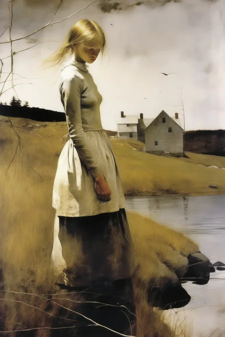 <lora:Andrew Wyeth Style:1>Andrew Wyeth Style - love, done in the syle of Andrew Wyeth