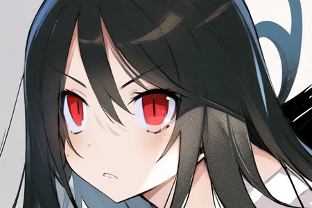 ((masterpiece)),(best quality), absurdres,sadako_yamamura,red eyes, white dress,<lora:Sadakobest:0.8>,<lora:hcutinConcept_18:0.8>, a detailed character portrait hcutin, eyes close up, intense stare,