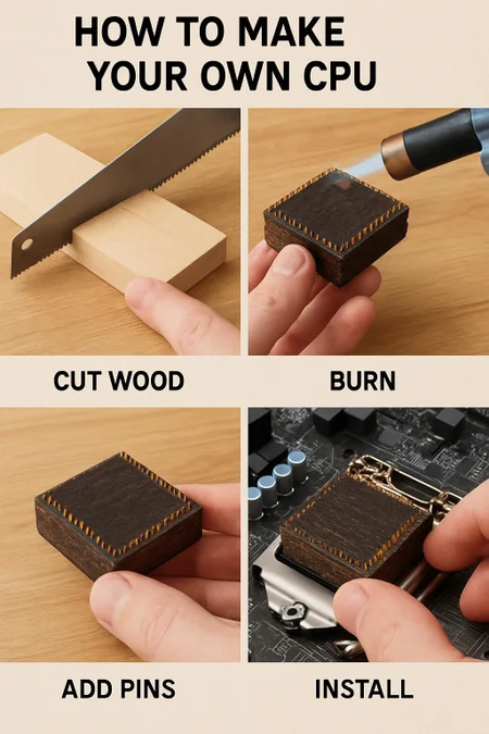 Tutorial for making your own CPU using wood and a blowtorch, and install it in your computer