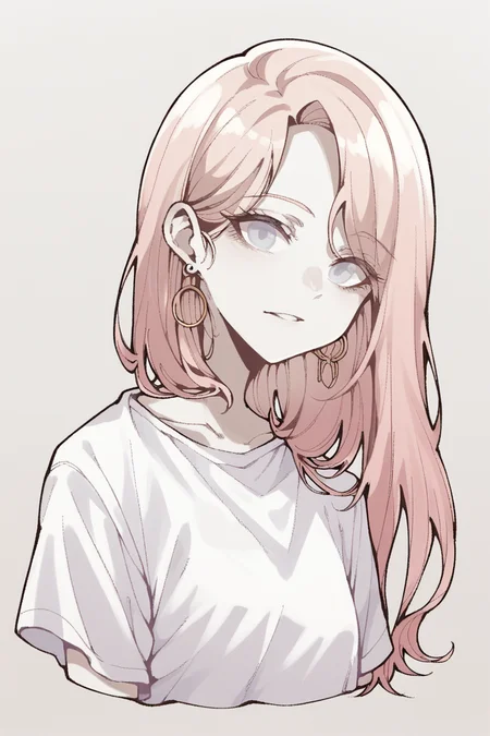 score_9, score_8_up, score_7_up, score_6_up,
 <lora:Hagi-giha:1> hagi, 1girl, solo, shirt, portrait, earrings, simple background