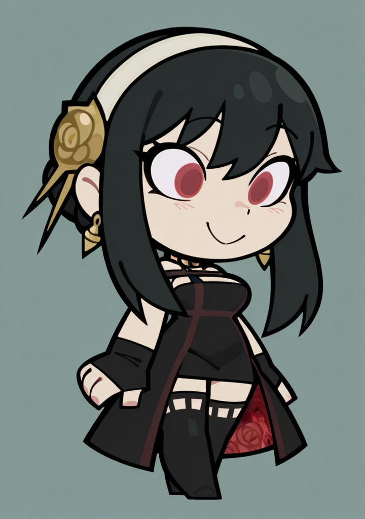 masterpiece,best quality,amazing quality,
1girl,<lora:zzzemoji:1>,zzzemoji,chibi,simple background,yor briar, smile,