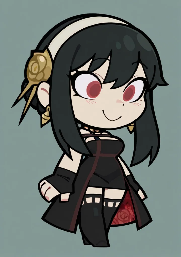 masterpiece,best quality,amazing quality,
1girl,<lora:zzzemoji:1>,zzzemoji,chibi,simple background,yor briar, smile,