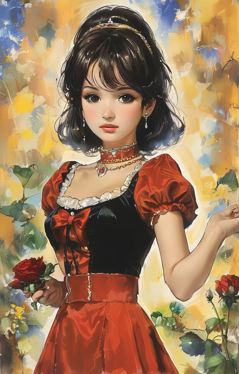 masterpiece,best quality,<lora:tbh281-sdxl:0.9>,illustration,style of Basil Gogos portrait of idolmaster cinderella girls,