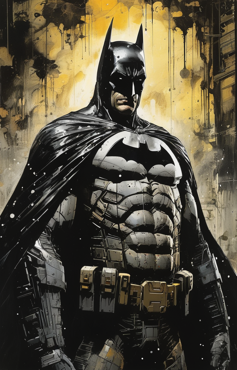 masterpiece,best quality,<lora:tbh236-sdxl:0.8>,illustration,style of  Frank Miller,batman portrait of Housework robots