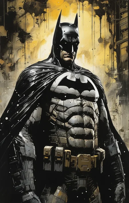 masterpiece,best quality,<lora:tbh236-sdxl:0.8>,illustration,style of Frank Miller,batman portrait of Housework robots