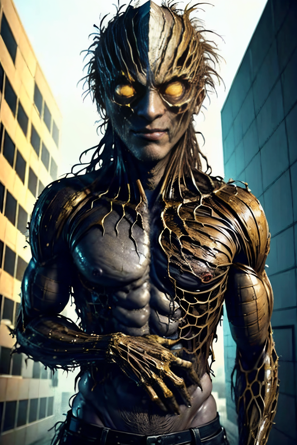 man,  open_mouth, artist_name, yellow_eyes, size_difference, indoors, torn_clothes, <lora:EdobMonsterMale2_v2.0:0.8>