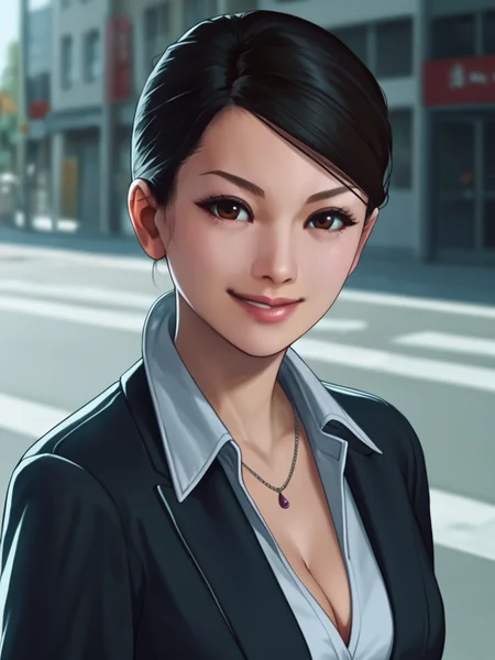 score_9, score_8_up,score_7_up,1girl, <lora:Sayama_Kaoru:1>sayama kaoru,cleavage, on the street, upper body,smile,