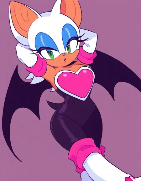 , <lora:rouge-the-bat-illustriousxl-lora-nochekaiser:1>, rouge, animal ears, bat ears, bat girl, bat tail, bat wings, eyeliner, furry, furry female, green eyes, makeup, tail, white hair, wings, eyeshadow,, bare shoulders, boots, elbow gloves, gloves, heart, knee boots, white footwear, white gloves,, music store, browsing records, headphones, vinyl collection, nostalgic, , hands behind head,, looking at viewer, solo,, dutch angle, cowboy shot