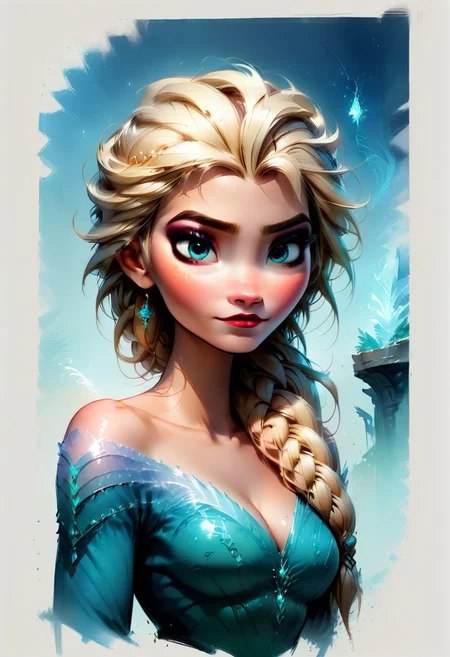 Faded Headshot, faded bottom, faded edges ,score_9,score_8_up,score_7_up,score_6_up,score_5_up, rating_safe,
1girl, Elsa, Disney, \(Frozen\)/,(ultra HD quality details), blue eyes, blonde hair, single braid, single braid over shoulder,
blue dress, bare shoulders, long sleeves, bare shoulder, cleavage,
beautiful, centered, looking at the camera, approaching perfection, dynamic, moonlight, highly detailed, watercolor painting, artstation, concept art, smooth, sharp focus, illustration, portrait, close up
medium breasts,