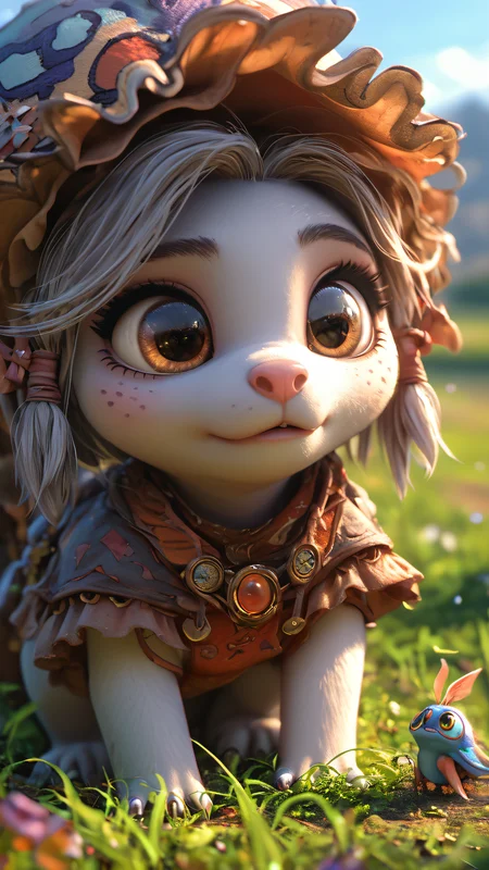 score_9, score_8_up, score_7_up, BREAK, rating_safe, tiny, creature, field, cute, traveling, fantasy, rpg, detailed, depth of field, vignette, highly detailed, moody, epic, film grain, sharp contrast, macro photography inspired