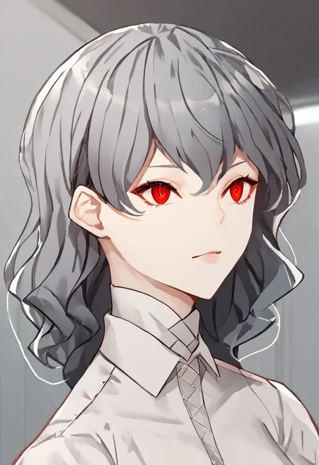 score_9, score_8_up, score_7_up, score_6_up, score_5_up, score_4_up, source_anime, 1girl, 
izanamirnd, grey hair, long hair, red eyes, gas_station_employee_uniform, 
masterpiece, best quality, very aesthetic, absurdres,