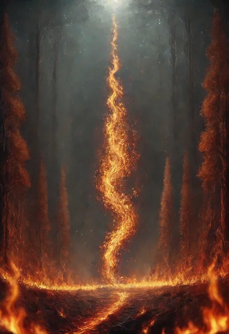 Shark, floating, burning forest, orange fur, walking, flames on paws, grey background,{{best quality}}, {{amazing quality}}, {{very aesthetic}}, best quality, very aesthetic, absurdres, blurry background, , best quality, amazing quality, very aesthetic, absurdres, Rastex,