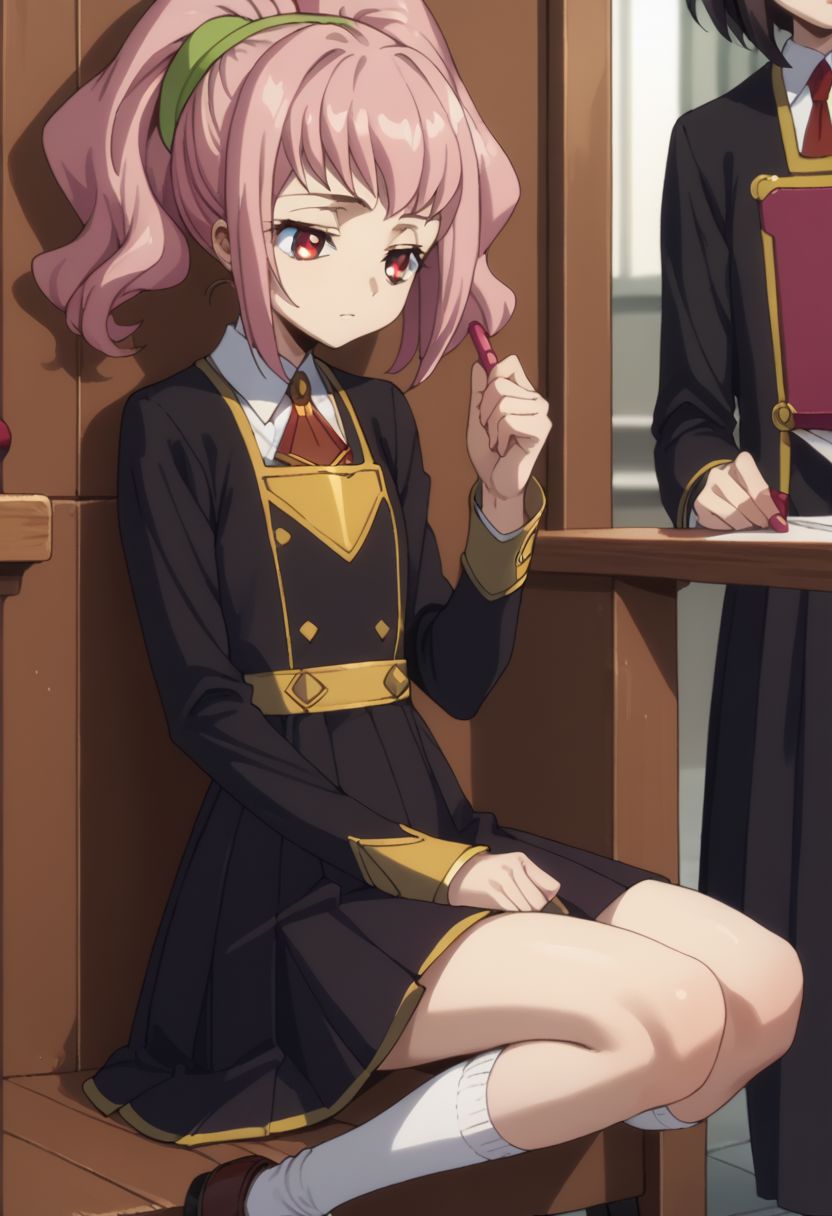 score_9, score_8_up, score_7_up, source_anime,
anya, long sleeves, dress, school uniform, socks, black dress, eden academy school uniform,