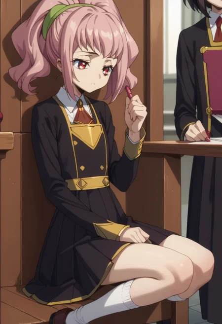 score_9, score_8_up, score_7_up, source_anime,
anya, long sleeves, dress, school uniform, socks, black dress, eden academy school uniform,