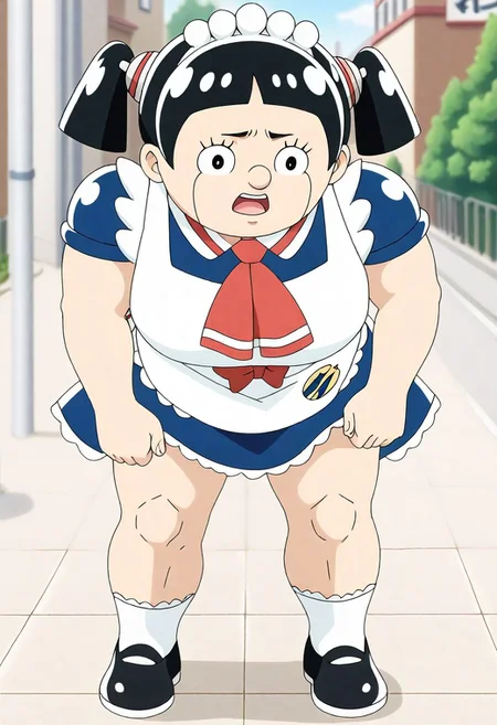<lora:Hyper-SDXL-8steps-lora:1><lora:Fixhands_anime_bdsqlsz_V1:1> zPDXL2, score_9, score_8_up, score_7_up, source_anime, intricate details, perfect anatomy BREAK
1girl, solo, mar-roboco, black hair, bowl cut, short twintails, black eyes, maid headdress, mar-roboco outfit, maid, maid apron, red neckerchief, white socks, black shoes,
from behind, bent over, Disgusted, A wrinkled nose, raised upper lip, and a slightly open mouth.,
outdoors, city, tokyo, japan,
<lora:mar-roboco_XL(pony)v10:1>