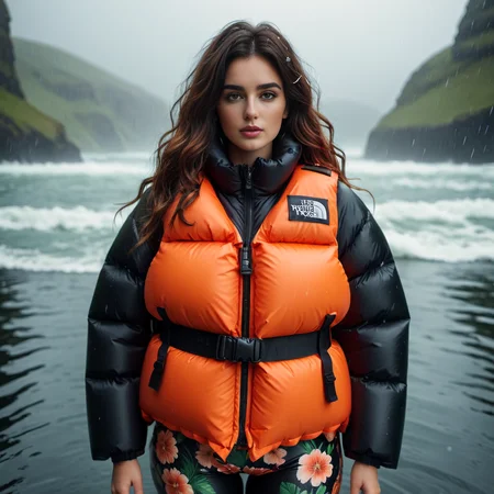 dark cinematic still with dark vibes, full body shot of life jacket irish curvy women wearing an Vintage floral prints extra_puffy_jacket tnf_nuptse, unique hair styles, looking at the camera, shallow depth of field, 8k uhd, dslr, high quality, photorealistic, realism, hyperrealism,
, wetlook raining water scene
<lora:Puffer_Jacket_and_Down_Jacket_-_Extra_Puffy_Jackets:0.6>, <lora:pufferdown_tnf_nuptse:0.4>