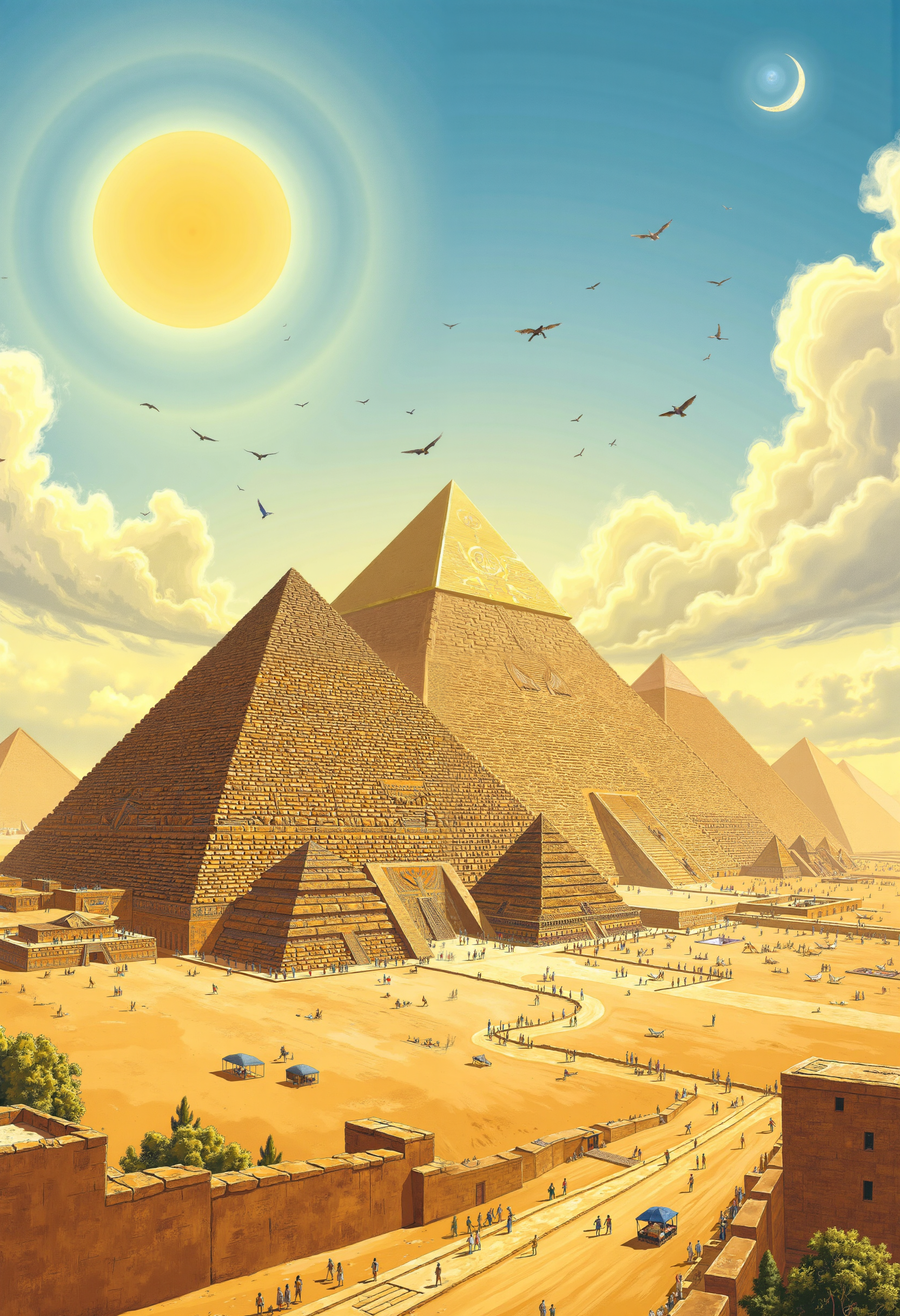 in the style of ckim, pyramids of gizeh