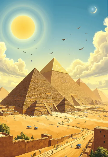 in the style of ckim, pyramids of gizeh