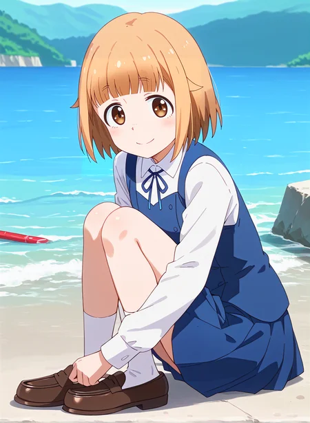 score_9,score_8_up,score_7_up,source_anime,anime,nsfw,rating_explicit,uncensored,High quality,Ultra detailed,best quality,insanely detailed,beautiful,masterpiece,perfect lighting BREAK
<lora:tsurugi_hina_V1:1>,(tsurugi_hina, short hair, brown hair, brown eyes, bangs,intermediate uniform,neck ribbon,white shirt,collared shirt,long sleeves, blue vest,blue skirt, pleated skirt, white socks,loafers),1girl,solo,smile,posing,outdoors,embankment,sea,looking_at_viewer,front view,