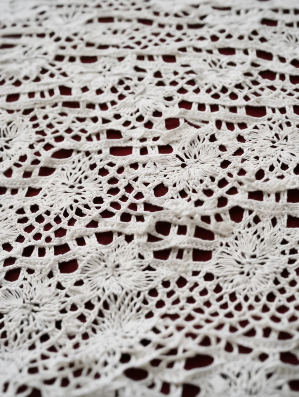 <lora:CROCHETED:1>CROCHETED - Immerse yourself in the intricate textures and patterns of a piece of crocheted lace, revealing the delicate stitches and the intricate motifs. minimalist style
