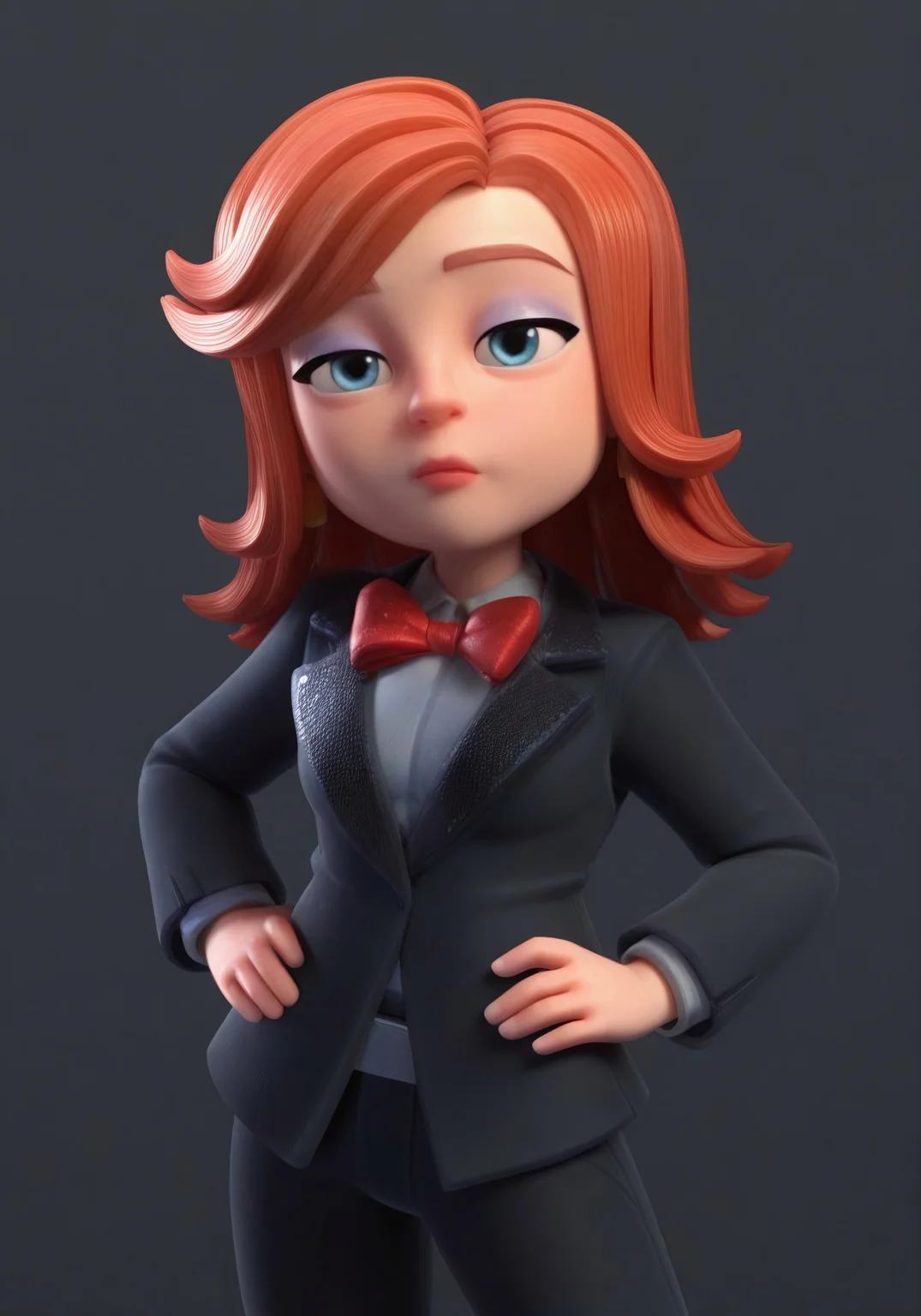 general,highres, ultra-detailed,very aesthetic,best quality ,best hands,
1girl, villagerwwe, orange hair, blue eyes, suit, red lipstick, red papillon, big eyes, bored, raised eyebrows, hips, looking at viewer, suprised