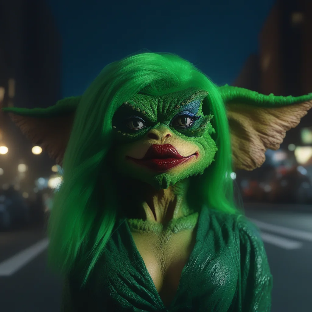Xgretax , amazing quality, masterpiece, best quality, hyper detailed, ultra detailed, UHD, perfect anatomy, portrait, hyper-realism, majestic, awesome, inspiring, - portrait in night city street , cinematic composition, soft shadows, national geographic style,