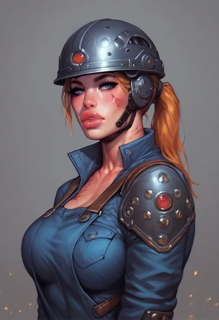 score_9, score_8_up, score_7_up, score_6_up, helmet, long pink ponytail, standing, score_5_up, score_4_up, from below, sexy mechanic, short shorts, overalls, big natural breasts, sideboob, dirty, grinning, scars, complex machinery, machines, pipes, valves, 1girl, delicate and smooth skin, blush, fit body, thighs, glossy lips, dutch angle, cyberpunk, perfect quality, high quality, photorealistic, dynamic pose
BREAK
orange and blue hue, (abstract:0.2), at night, fire particles, expressiveh g0thicPXL, glowing, neon,
((full-clothed armor)), ((long big pistol in hands, handgun in hands)),
BREAK
strange world background score_9, score_8_up, score_7_up, score_6_up, source_cartoon, rating_explicit, Expressiveh, (((((upper body))))), dynamic pose