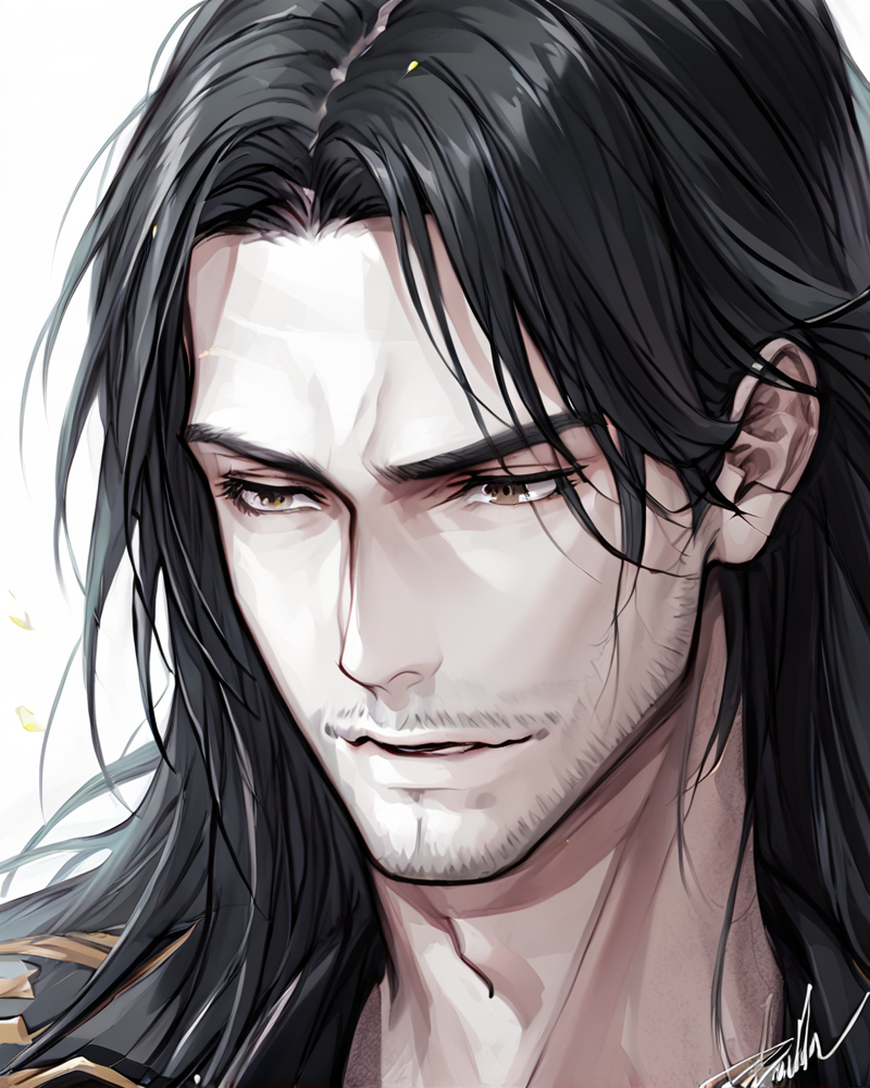 <lora:danhu_style_FORPONY:1> manly man, close up, bishounen, face, handsome, long hair